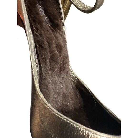 Vintage Jean Paul Gaultier Ankle Strap Pumps in Pewter With Fur Lining - Picture 10 of 10